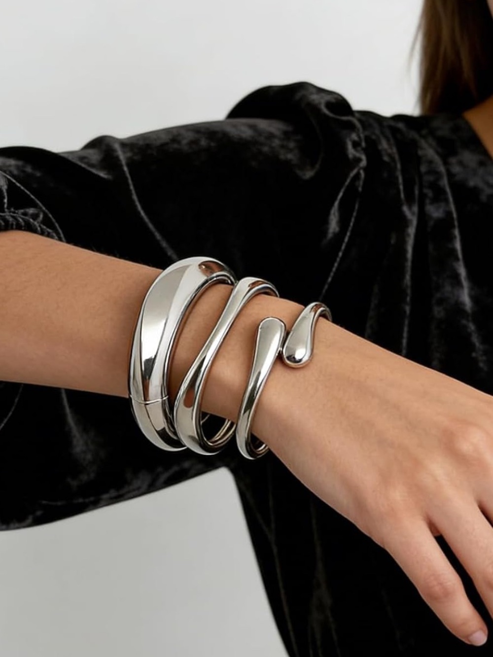 Aurette Sculptural Silver Cuff
Bracelet Set - Picture 4 of 5